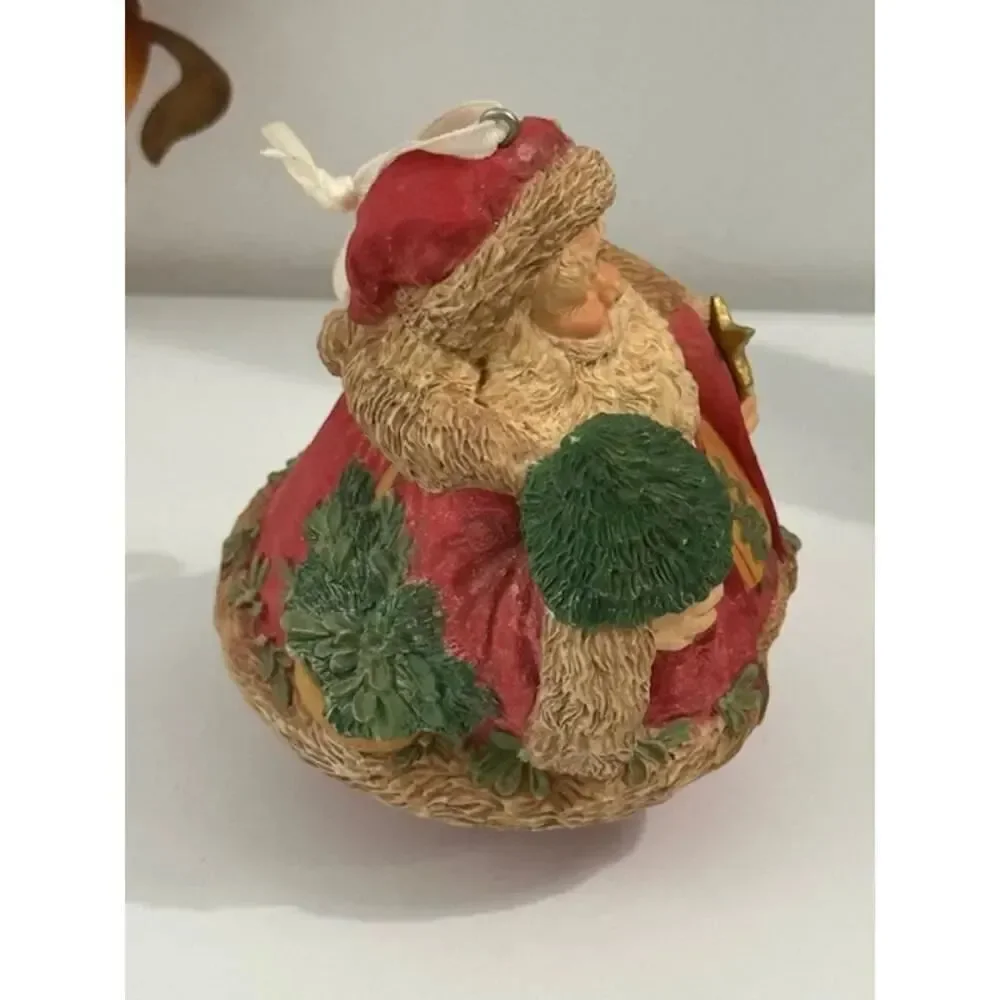 3 Santa Claus Ornaments Hallmark 1991 and 1997 Cowboy Bucking Reindeer
